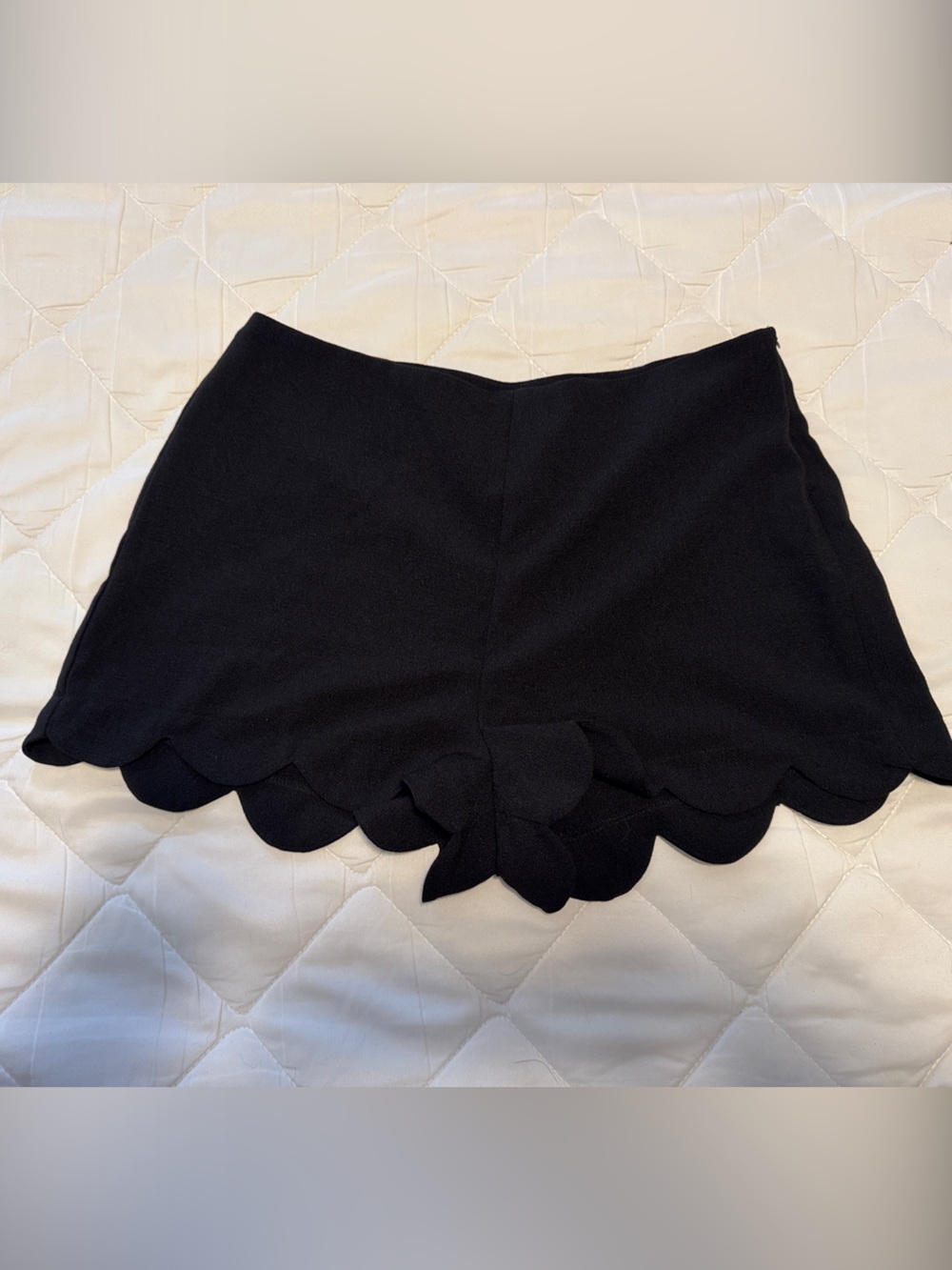 Black Scalloped Mini Short